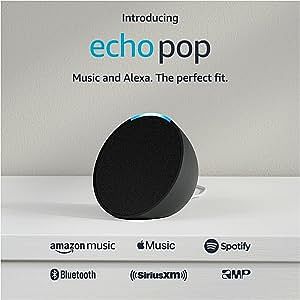 Echo Pop | Full sound compact Wi-Fi & Bluetooth smart speaker with Alexa | Use your voice to play the Quran or Music, control Smart Home devices and more | Now available in Khaleeji Arabic | Charcoal