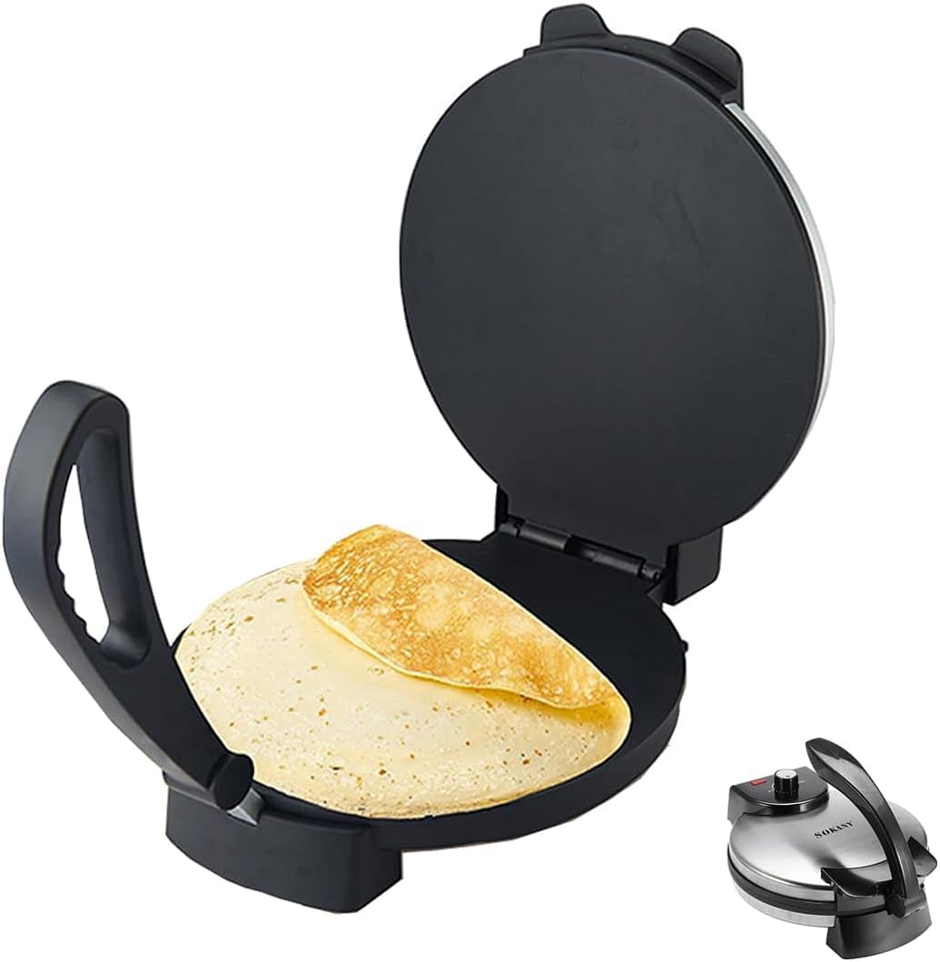 Sokany KJ-507 Roti/Chapati Maker, Tortilla Press, 32 cm, Non-Stick Coating, Automatic Temperature Control