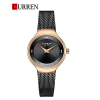 Curren 9028 Original Brand Stainless Steel Band Wrist Watch For Women / Black