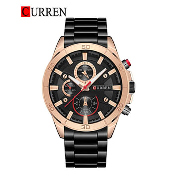 CURREN 8275 Original Brand Stainless Steel Band Wrist Watch For Men black