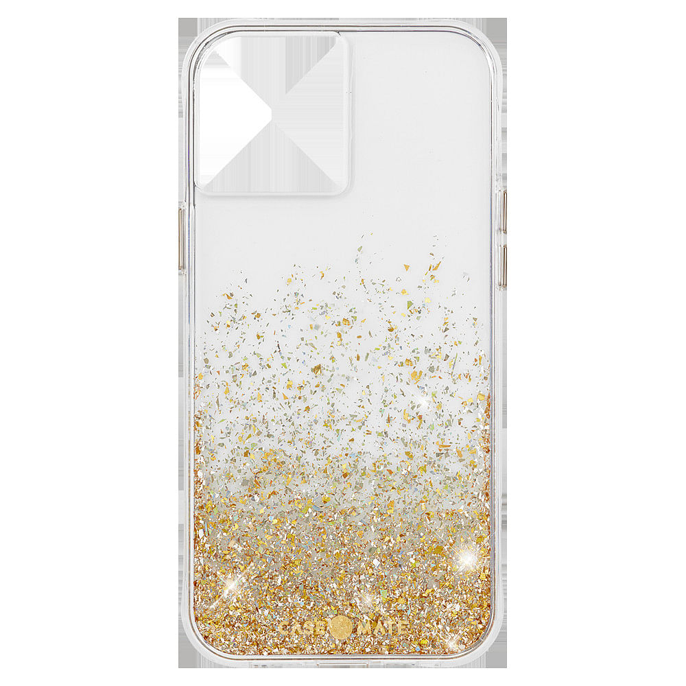 Case-Mate Twinkle Ombre Case for Apple iPhone 12 Mini - 10-Ft Drop Protection w/ Micropel Anti-microbial Layer 1-PC Construction Reflective Foil Design Wireless Charging Compatible - Gold