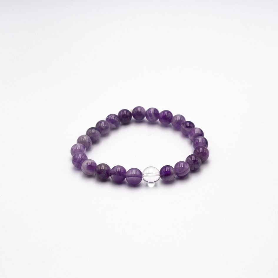 Natural Amethyst and One Turquoise Crystal Bracelet