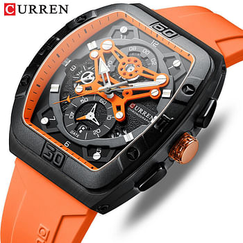 CURREN Men Rectangle Watch Brand Chronograph Wristwatch Big Case Sport Watches.