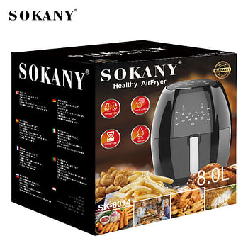 Sokany Oil Free Healthy Air Frying Pan with Digital Touch Screen  8 Liter SK-8014