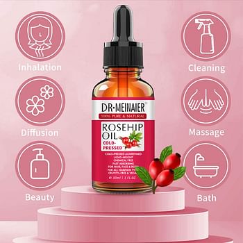 Rosehip Essential Oil for Anti Aging and Anti Wrinkle with Vitamin A & C - 30ml