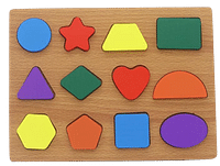 13 Pieces Wooden Multiple Shapes Board Toy for Toddlers, Learning Puzzle, Early Education Activity