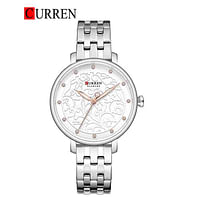 Curren 9046 Original Brand Stainless Steel Band Wrist Watch For Women / Silver