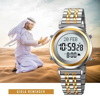 SKMEI  WATCHES Steel Men Azan Watches Digital Pray Clock Fashion muslim prayer watch for Men and For Boys 2139