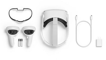 Oculus Quest 2 VR Headset 128GB 1832 x 1920 Resolution Per Eye (899-00182-02) White