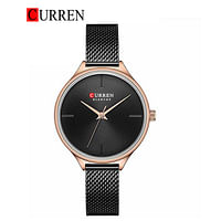 Curren  9062 Original Brand Mesh Band Wrist Watch For Women / Black and Bronze