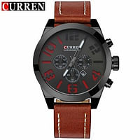 Curren 8198 Original Brand Leather Straps Wrist Watch For Men / Brown