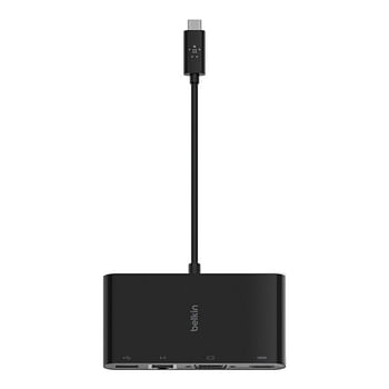 بلكين كابل USB-C 10 سم إلى HDMI وVGA وDVI وDisplayPort - أسود