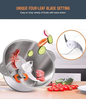 Meat chopper 3L Stainless Steel Electric Meat and Vegetables Grinder Chopper 400W Multi Food Chopper with 2 Speed