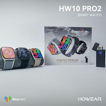 هاوير ساعة ذكية HW 10 Pro 2  شاشة أموليد 2.10 بوصة، وضع رياضي، بطارية كبيرة 250 مللي أمبير في الساعة ومساعد صوتي (ولاعة هدية ) - فضي