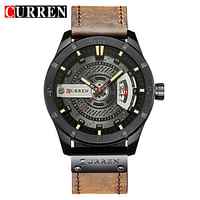 CURREN 8301 Original Brand Leather Straps Wrist Watch For Men Brown/Black