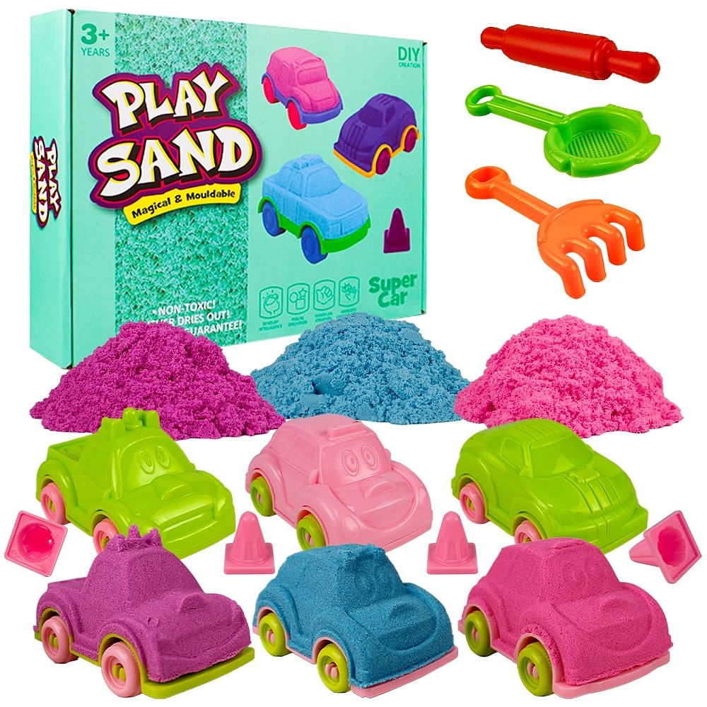 UKR Moldable Sensory Play Sand Set Sand Cars Art and Craft Sand Kit Toy for Kids Age 3+ Play Sand Cars