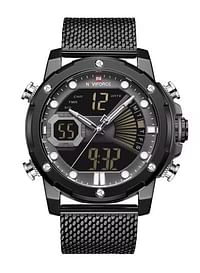 NAVIFORCE Men's Stainless Steel Analog & Digital Wrist Watch NF9172S B/GY/B - 45 mm - Black