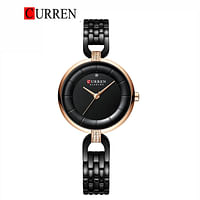 Curren 9052 Original Brand Stainless Steel Band Wrist Watch For Women / All Black