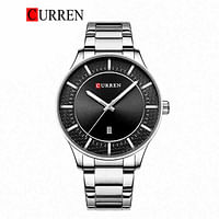 CURREN 8347 Original Brand Stainless Steel Band Wrist Watch For Men - Silver and Black
