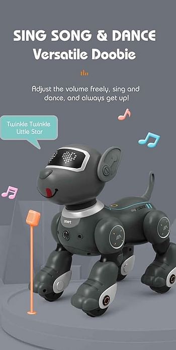 لعبة الكلب الآلي من Ukr، الجرو الذكي الذكي باللون الرمادي