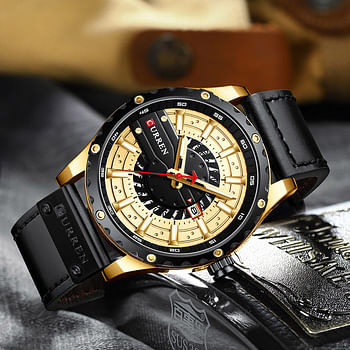 CURREN 8374 Luxury Fashion Casual Sport Watches for Men Leather Wrist Watch Man Clock Fashion Men Wristwatch .