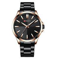Curren 8322 Men Fashion Watch Luxury Stainless Steel Band Business Clock Waterproof Wristwatch - Black and Bronze