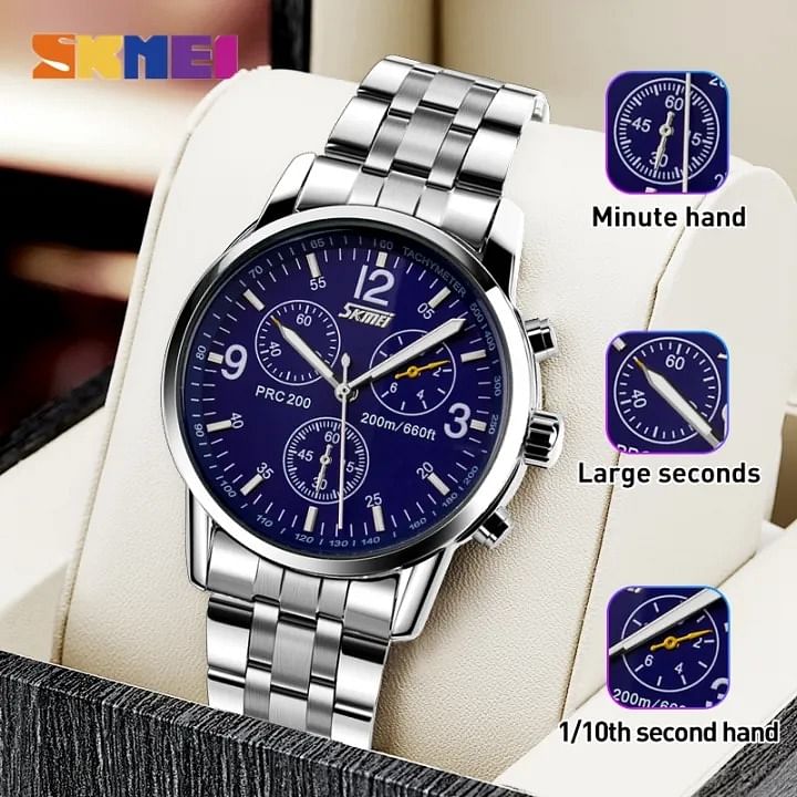 SKMEI  Business Fashion Stainless Steel Waterproof Watches for Men 9070