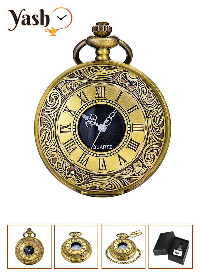 Yash Romanian Style Quartz Pocket Watches Collection Rom Bronze GC