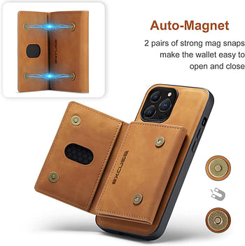EXco 2 in 1 iPhone cases for 14 pro Max with detachable wallet Premium Quality - Brown