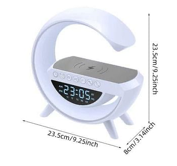Wireless Speaker Charger Light, Wireless Charger Alarm Clock, G-Shape Mp3 Player Night Light with Multi-Color Changing Atmosphere Lamp and Alarm Clock for Bedroom