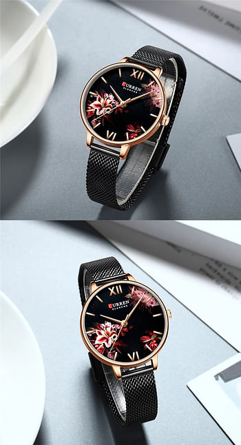 CURREN 9059 Women Watch Female Waterproof Clock Stainless Steel Bracelet Flower Classic Ladies Wristwatch  .