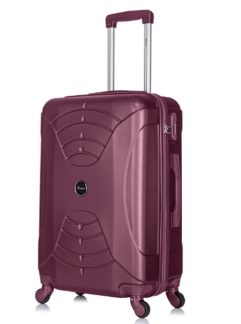 SENATOR Hard Case Travel Bag Medium Checked Luggage Trolley For Unisex ABS Lightweight Suitcase with 4 Spinner Wheels KH2005 Maroon