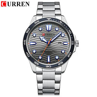 Curren 8450 Top Luxury Brand Original Men's Quartz Watch Fashion Steel Strap Casual 30M Waterproof - Silver and Black