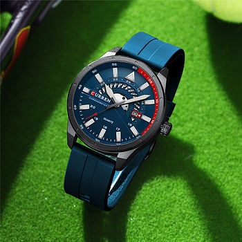 Curren 8421 Men's Silicone Sports Watch Hollow Quartz Creative Watch Calendar Casual Watch