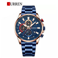 CURREN 8415 Original Brand Stainless Steel Band Wrist Watch For Men blue