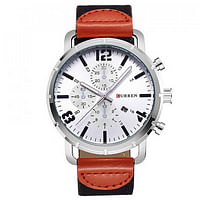 CURREN  8194 Original Brand Leather Straps Wrist Watch For Men - Black and Silver