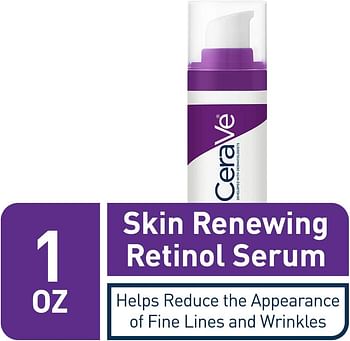 CeraVe Anti Aging Retinol Serum 1 Ounce Cream Serum for Smoothing Fine Lines and Skin Brightening Fragrance Free, 1 Fl Oz (Pack of 1)