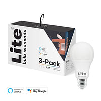 LITE BULB MOMENT A60 RGB LED Lamp 2700-6500K E27 8.5 Watts WiFi & Bluetooth - 3 Pack- White
