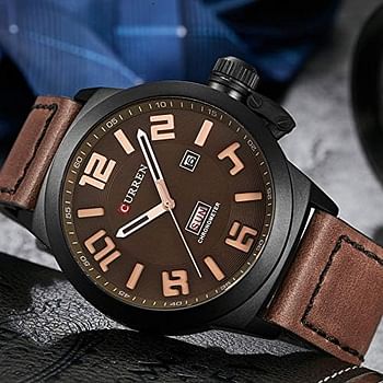 CURREN 8270 Men's Water Resistant Analog Watch - Chocolate and Black