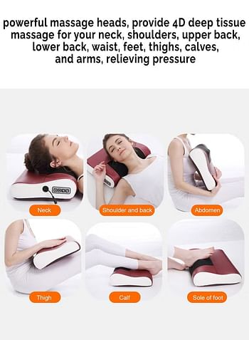 Neck And Shoulder Massage Electric Pillow Massager Machine Back Cervical Relaxation Cushion Warm Heating Kneading Deep Tissue Therapy Body Spine Calf Thigh Leg Foot Muscle Pain Relief