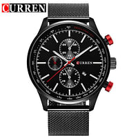 Curren 8227 Casual Analog Stainless Steel Water Resistant Wrist Watch For Men Black