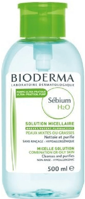 Bioderma Sebium H2O Purifying Cleansing Micellar Water Make-Up Remover for Combination to Oily Skin, 500ml