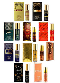 10 Pieces Ultimate Roll On Collection Authentic Arabic Fragrance Oil Perfume Nabeel, Dahn Al Oud, Amiri, Nasaem, Jannet El Firdaus, Musk, Qisaty, Antar, Gold 24k, Al Ghadeer 6 ML