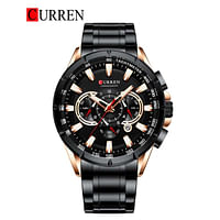CURREN 8363 Original Brand Stainless Steel Band Wrist Watch For Men- 48 mm - Black