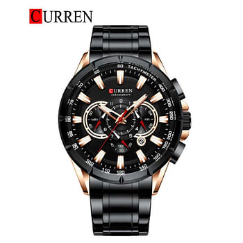 CURREN 8363 Original Brand Stainless Steel Band Wrist Watch For Men- 48 mm - Black