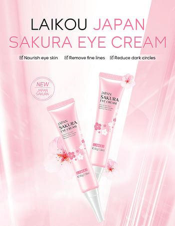 Japan Sakura Eye Cream to Reduce Dark Circles, Whitening, Moisturizing, Hydrating, Firming, Anti Aging & Wrinkle Repair, Puffiness Eye Cream with Hyaluronic Acid & Niacinamide