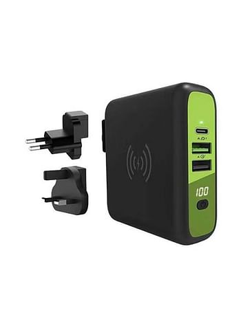 8000 mAh Mbala.Qi Power Bank With Wireless And Wall Charger Black/Green