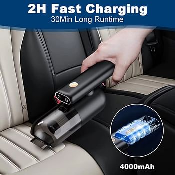 Car vacuum cleaner mini handheld vacuum cleaner cordless portable handheld vacuum cleaner with LED lights 9000pa powerful suction - Black