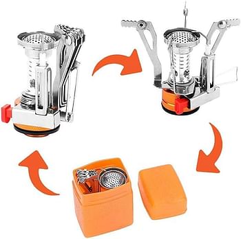 Portable Camping Stoves Small Mini Backpacking Stove Single Burner for Outdoor Hiking and Picnic,Wind-Resistance Camp Stove with Carry Case(Fuel Canister Not Included)