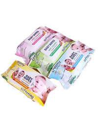 Pack of 4 Baby Wipes Soft and Gentle Cleansing Wet Towels Alcohol Free, and Perfect for Sensitive Skin 80 Pcs each.